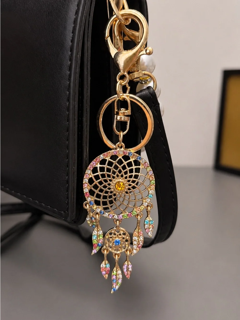 Rainbow Dreamcatcher Bag Charm, Purse Charm, Keychain, Boho Gift, Colorful Key